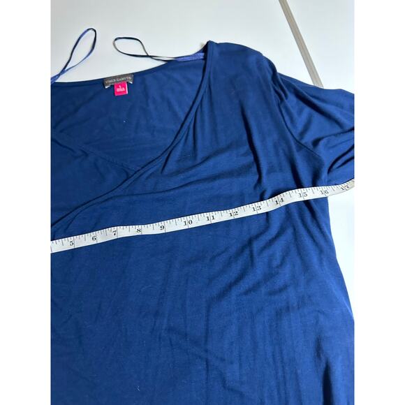 Women L Vince Camuto blue 3/4 sleeve wrap v-neck blouse top shirt work casual - Picture 6 of 10